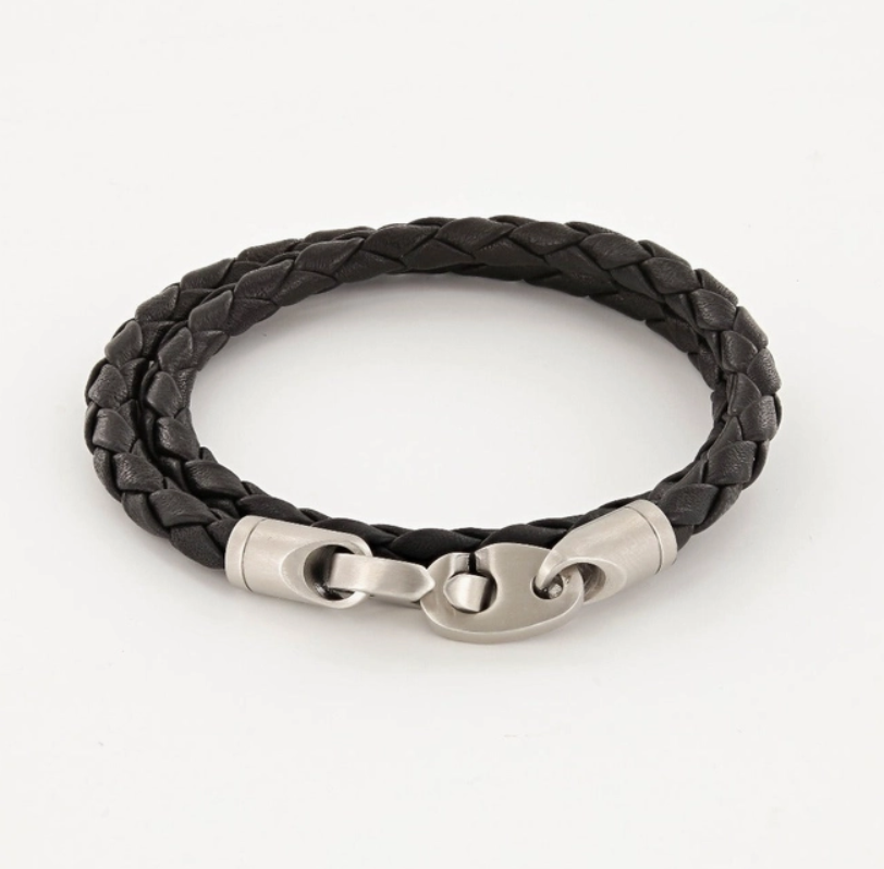 DOUBLE WRAP MEN'S LEATHER BRACELET